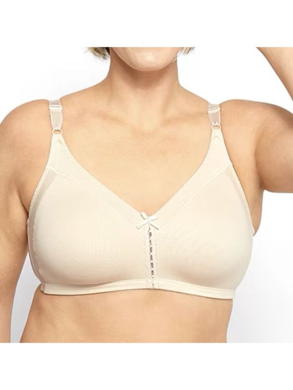 Bali Bra 38B Beige Cotton Double Classic Support Wire Free Cool Comfort 3036 NEW - Picture 2 of 9